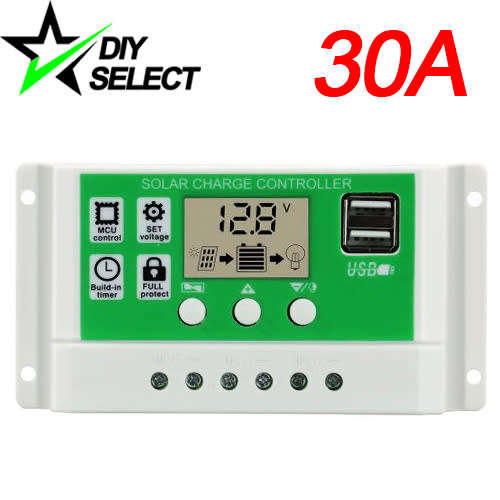 Solar Charge Controller Regulator 12/24V 30A with Display USB White **LOCAL STOCK**