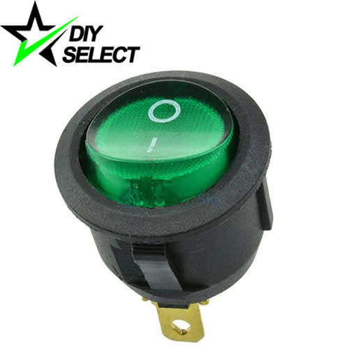Switch Rocker Green Illuminated 20mm 220V AC **LOCAL STOCK**