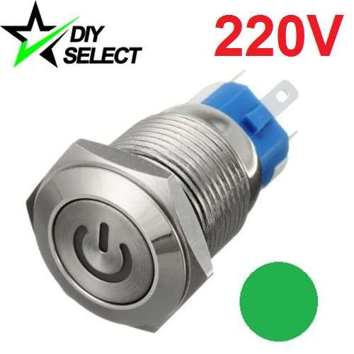 Switch Push Button Latching Illuminated Green Led 220V AC  **LOCAL STOCK**