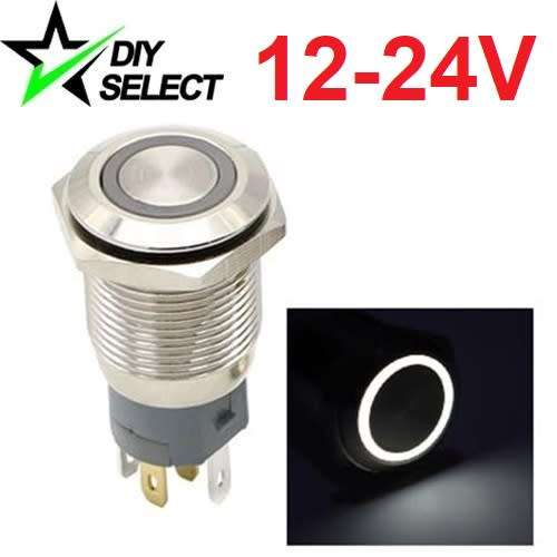 Switch Push Button Momentary Illuminated White Led 12-24V DC **LOCAL STOCK**
