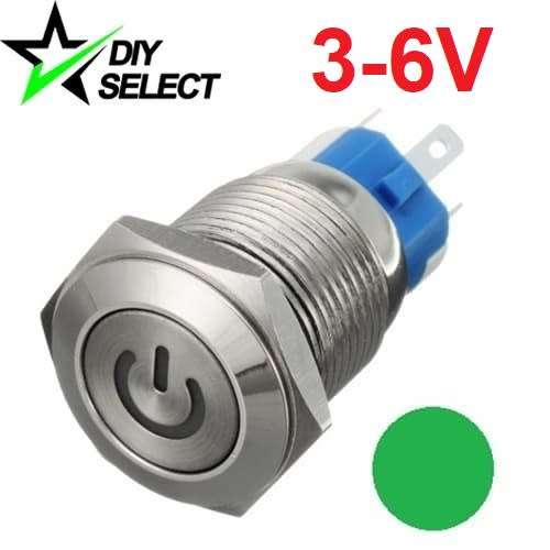 Switch Push Button Latching Illuminated Green Led 3-6V DC **LOCAL STOCK**