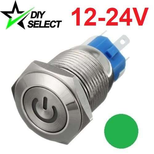 Switch Push Button Latching Illuminated Green Led 12-24V DC **LOCAL STOCK**