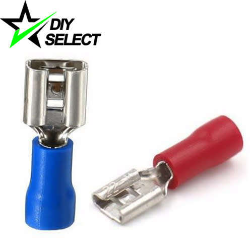 Connector Crimp Spade Battery Wire Terminal 7.4mm Red + Blue (Pair) **LOCAL STOCK**
