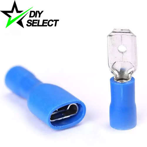Connector Crimp Spade 7.4mm Male + Female Blue Pair **LOCAL STOCK**