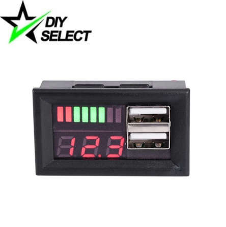 Voltmeter, Capacity 12V Red with Dual USB 2.0 (12V to 5V 2A) **LOCAL STOCK**