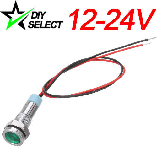 Light Led Signal Metal 6mm 12V - 24V DC Green Waterproof **LOCAL STOCK**
