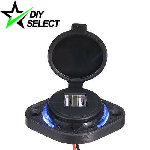 Car Twin USB Charger Power Socket Blue Led DC 12-24V **LOCAL STOCK**