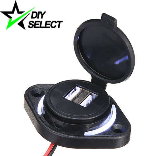 Car Twin USB Charger Power Socket White Led DC 12-24V **LOCAL STOCK**