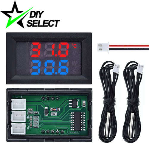 Voltage and Temperature Meter 4-30V DC Red/Blue + 2 Probe for Car Aquarium Fridge **LOCAL STOCK**