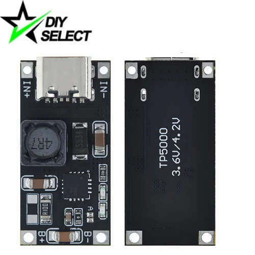 Battery 18650 Charger 3.6V or 4.2V 1s 1A (In: 4.5-7V) TP5000 Black Type-C USB  **LOCAL STOCK**