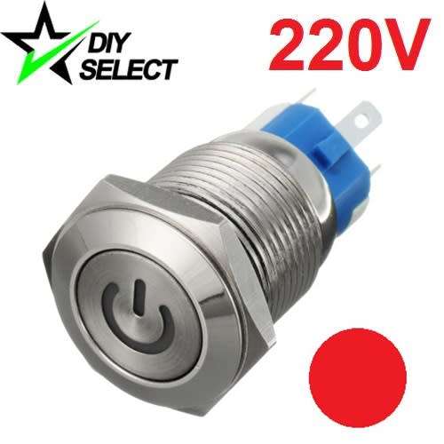 Switch Push Button Latching Illuminated Red Led 220V AC  **LOCAL STOCK**