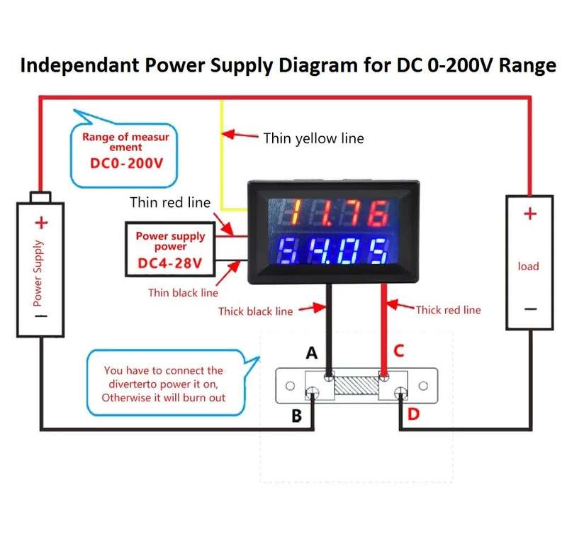 Voltmeter Ammeter DC 0-200V 100A 4 Digit Display + Shunt **LOCAL STOCK**