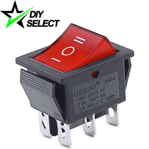 Switch Rocker Panel Button 6 PIN Red 250V 16A On-Off-On KCD4 **LOCAL STOCK**
