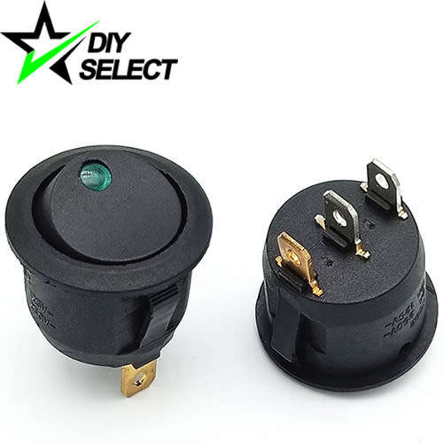 Rocker Switch Round Green Led 220V AC **LOCAL STOCK**