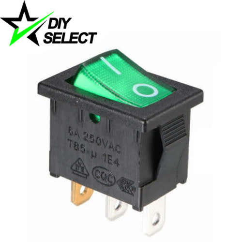 Switch Rocker Panel Button 3 PIN Green Illuminated Led 250V 6A On-Off **LOCAL STOCK**