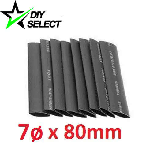 Heat Shrink 7mm Diameter 80mm Long Black **LOCAL STOCK**