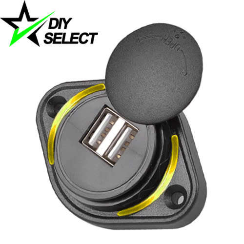 Car Twin USB Charger Power Socket Yellow Led Slide Cap DC 12-24V **LOCAL STOCK**
