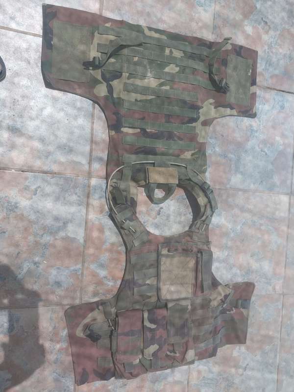 Body armour w/ woodland camo carrier