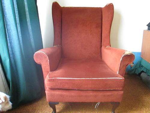 WINGBACK CHAIRS. LARGE. TWO. NEED REUPHOLSTERING