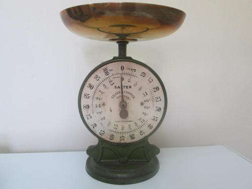 SCALES.BANKERS'. SALTER. SILVER AND COPPER CHECKER. ANTIQUE. MARKED IN POUNDS AND SHILLINGS.