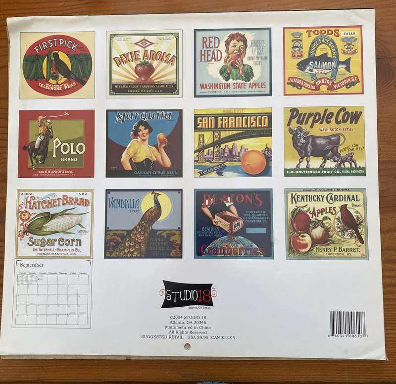 Collectable Vintage Crate Labels Calendar