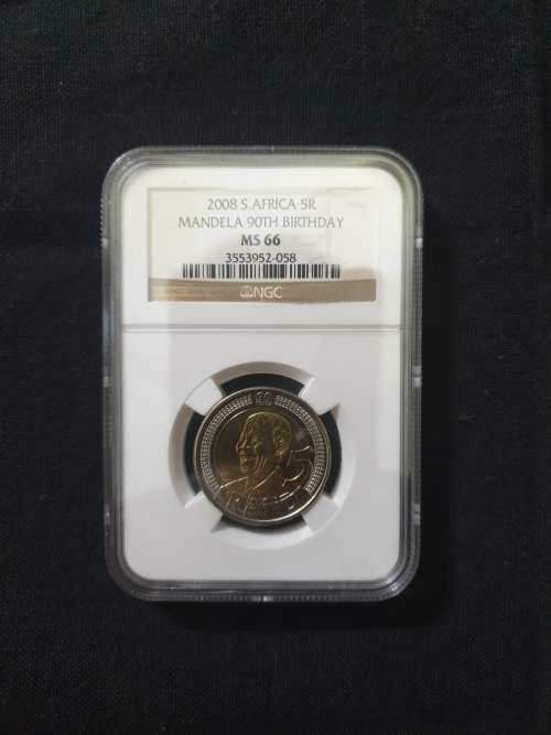 2008 Mandela 90th Birthday R5 Coin NGC Graded MS62,63,64,65,66 (5 coins )