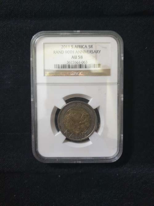 2011 SARB 90th Anniversary R5 Coin NGC Graded AU58