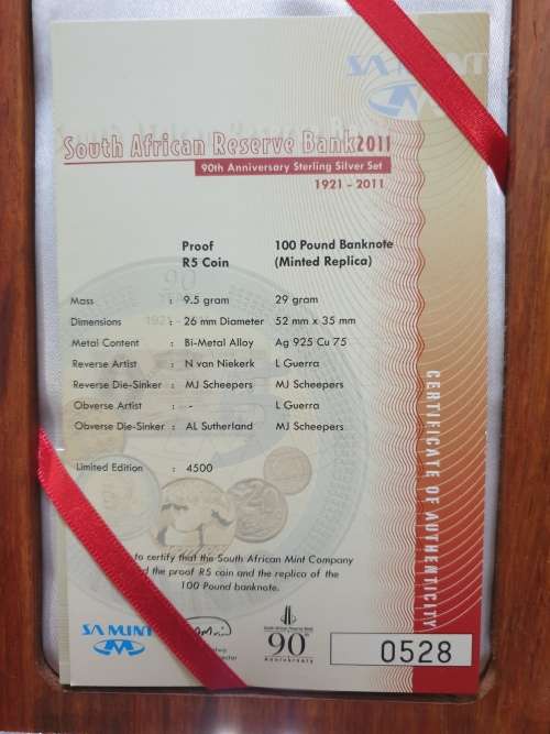 2011 SARB 90th Anniversary Special set with Proof R5 by SA MINT