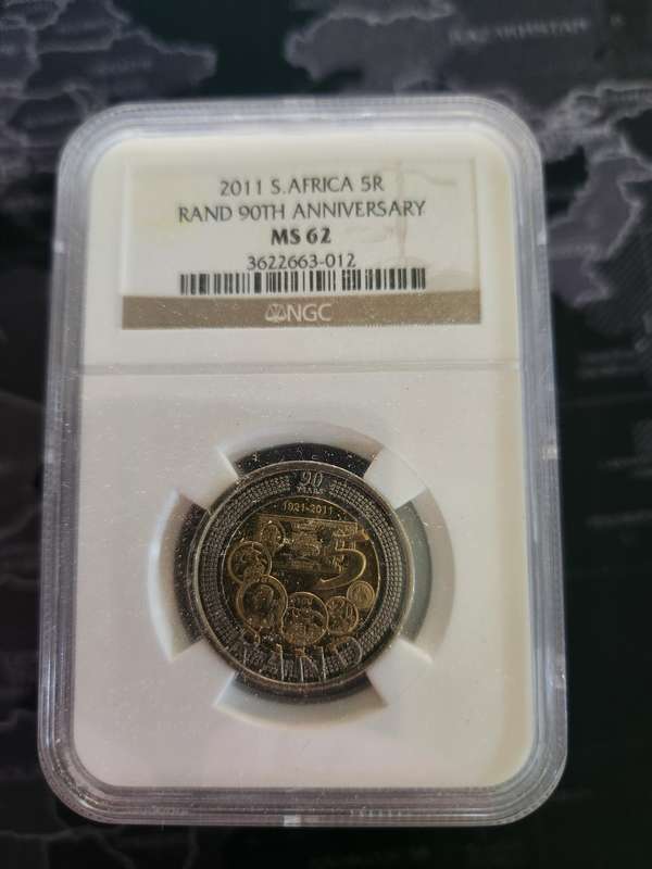 2011 SARB 90th Anniversary R5 Coin NGC Graded MS62