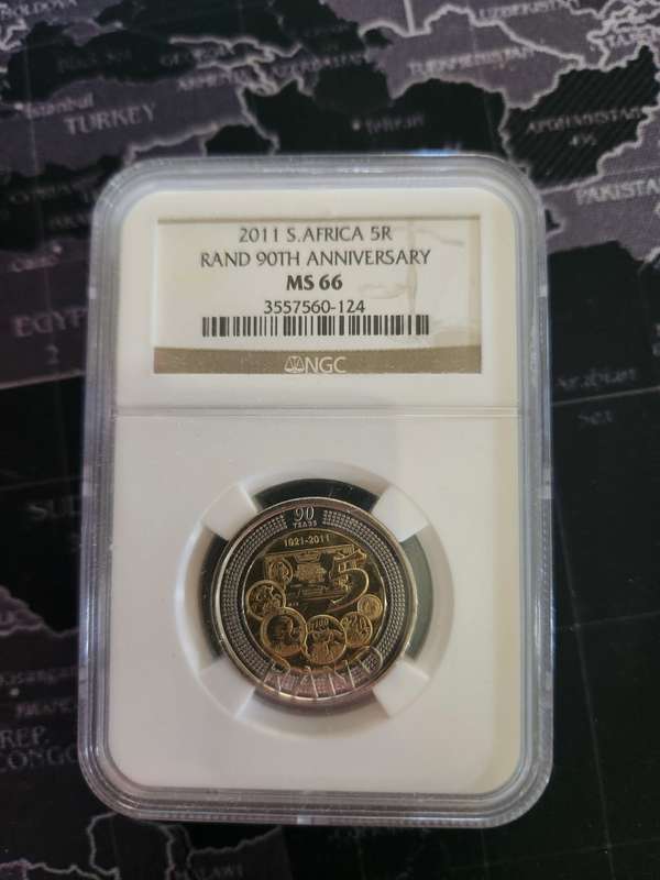 2011 SARB 90th Anniversary R5 Coin NGC Graded MS66