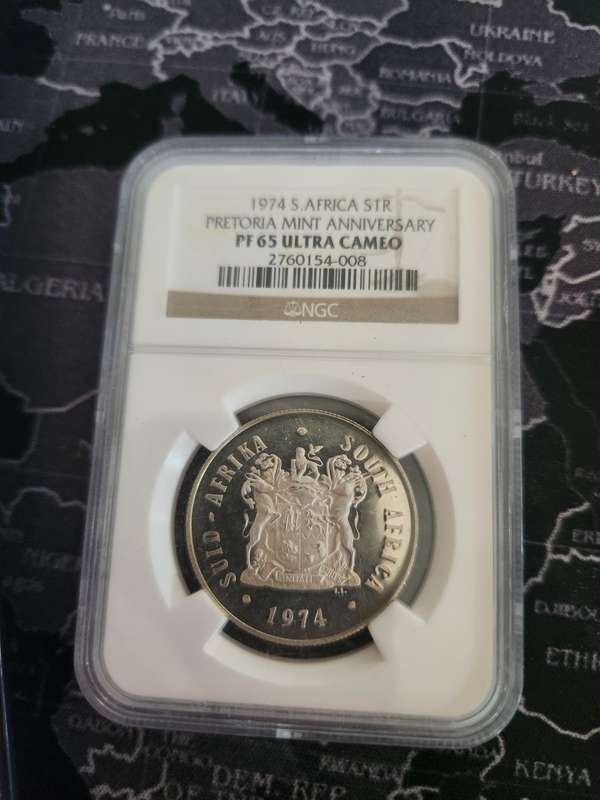 1974 - ENGLISH Silver PF65 GRADED  R1 - PRETORIA MINT ANNIVERSARY