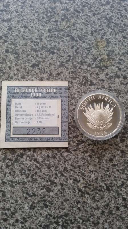 1996 Protea R1 Bible Proof coin. Nu 2232 in SAM case