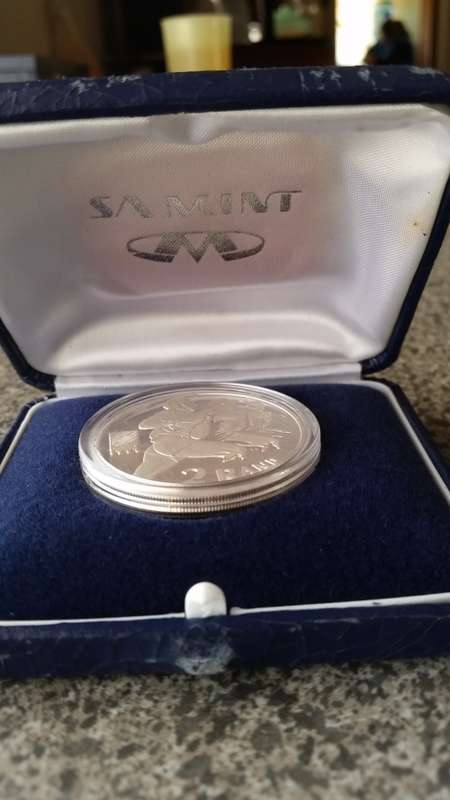 1995 World Cup Rugby R 2 Silver Proof Encapsulated in Blue SAM Case