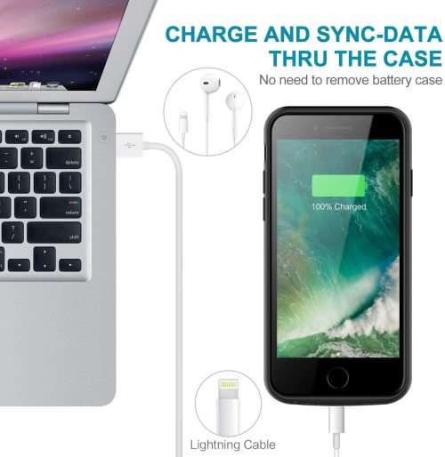 Battery Case for iPhone 7 8 Support Headphones, 4000mAh Slim Protective Charging Case