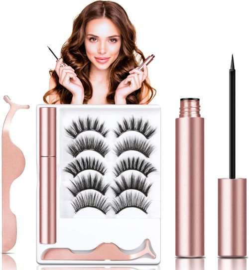 Magnetic Eyeliner and Magnetic Eyelash Kit, With FREE Tweezer
