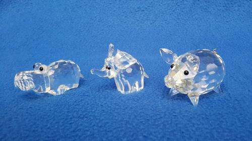 Swarovski signed Pig, Elephant and Hippo