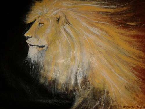 Phantom Lion painting in acrylic by - Levona van Duyn