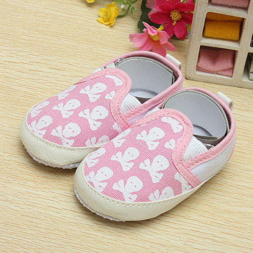 Baby Shoes ~ Baby Goth Sneakers Skulls 6 -12 mths Pink