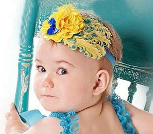 Feather Headband Yellow and Turquoise