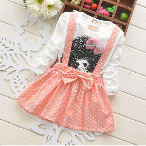 Baby Dress Polka Dot Suspender Dress Pink [9 - 12 mths]