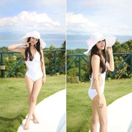 ON SALE Swimwear ~ White Monokoni [Large]