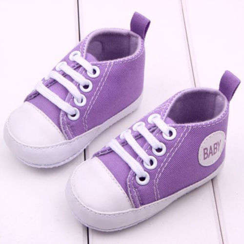 Baby Shoes ~ Baby Sneakers Soft Sole Purple [6 - 12  mths]