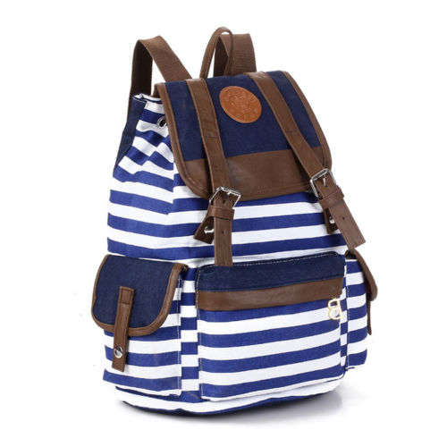 New! Backpack Blue & White stripes