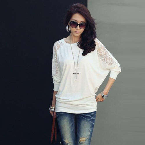 Lace Batwing Top Cream [Large]