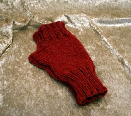 Fingerless Gloves (Ruby Red) Hand Knitted