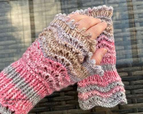 ON SALE: Fingerless Gloves (Rose Pink & Grey) Knitted
