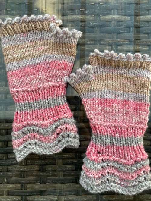 ON SALE: Fingerless Gloves (Rose Pink & Grey) Knitted