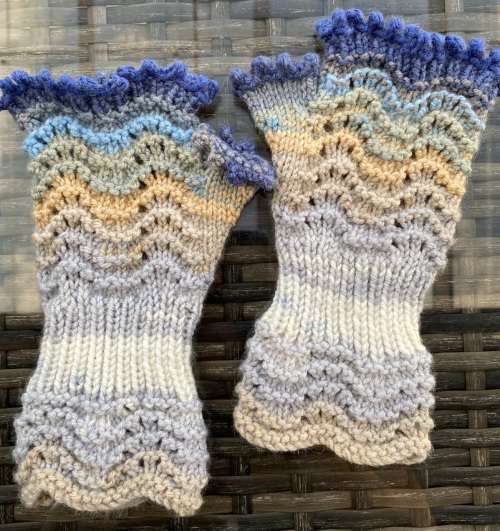 ON SALE: Fingerless Gloves (Shades of Blue & Grey) Knitted