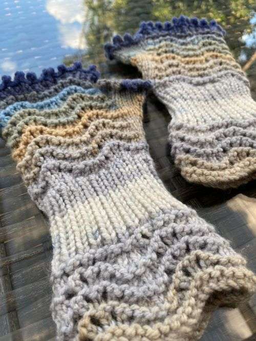 ON SALE: Fingerless Gloves (Shades of Blue & Grey) Knitted