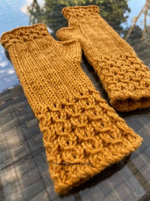 Fingerless Gloves (Mustard) Hand Knitted